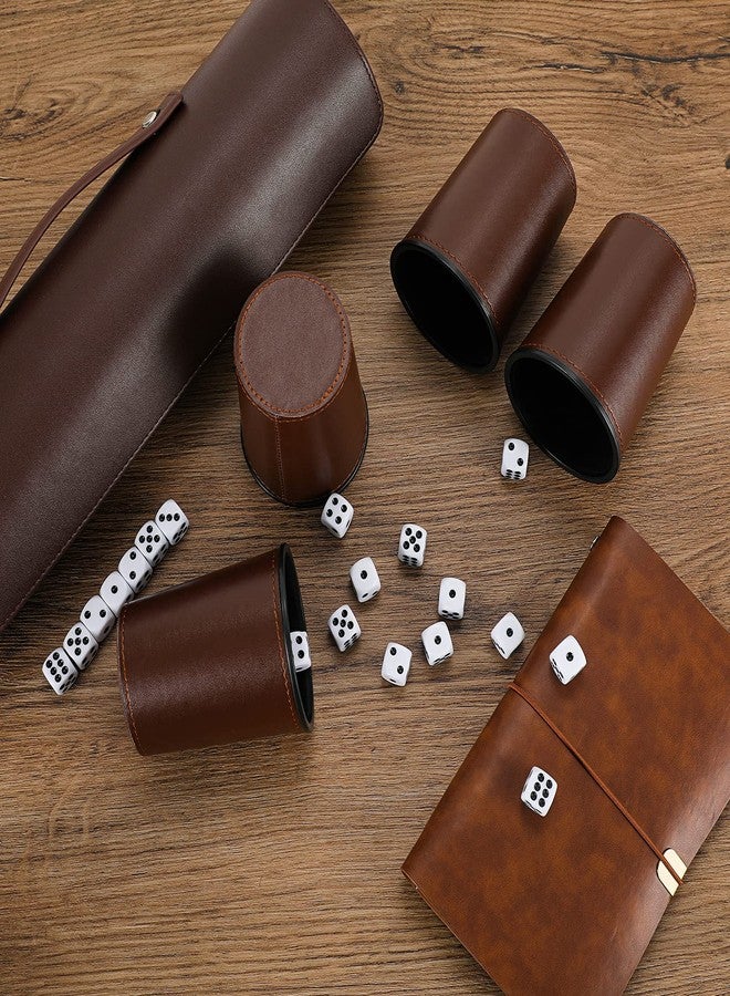 ImnBest Party Games Leather Dice Cup Set, 5 Black Dices Cups + 25 Dice + Exclusive Storage and Transport Case Made of Faux - Image 4